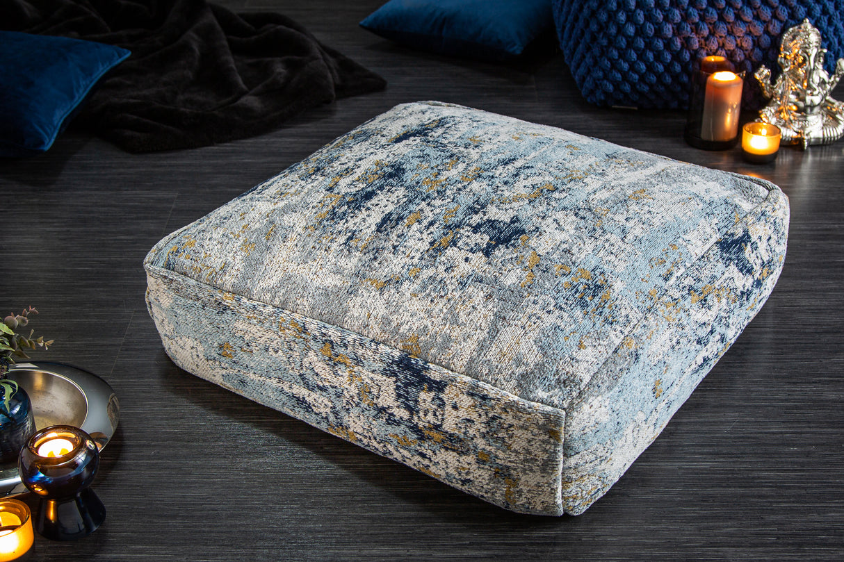 Floor cushion ABSTRACT 70cm flat woven fabric blue beige