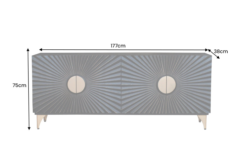 Sideboard SOLARIS 180cm 3D Mango Schwarz Gold