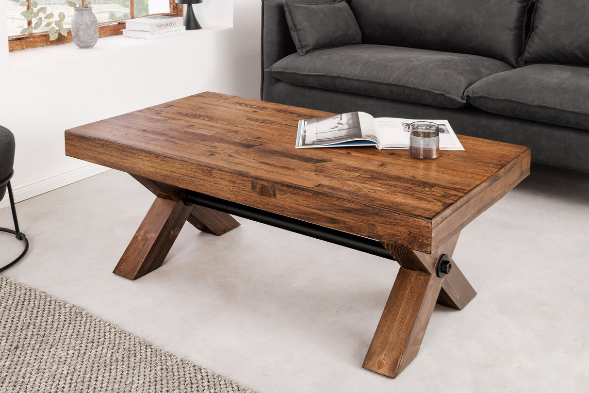 Coffee table GOLIATH 110cm pinewood natural black