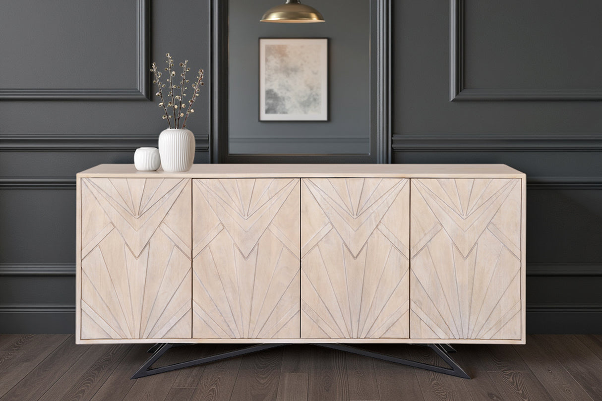 Sideboard METROPOLITAN 170cm 3D Mangoholz weiß gekälkt