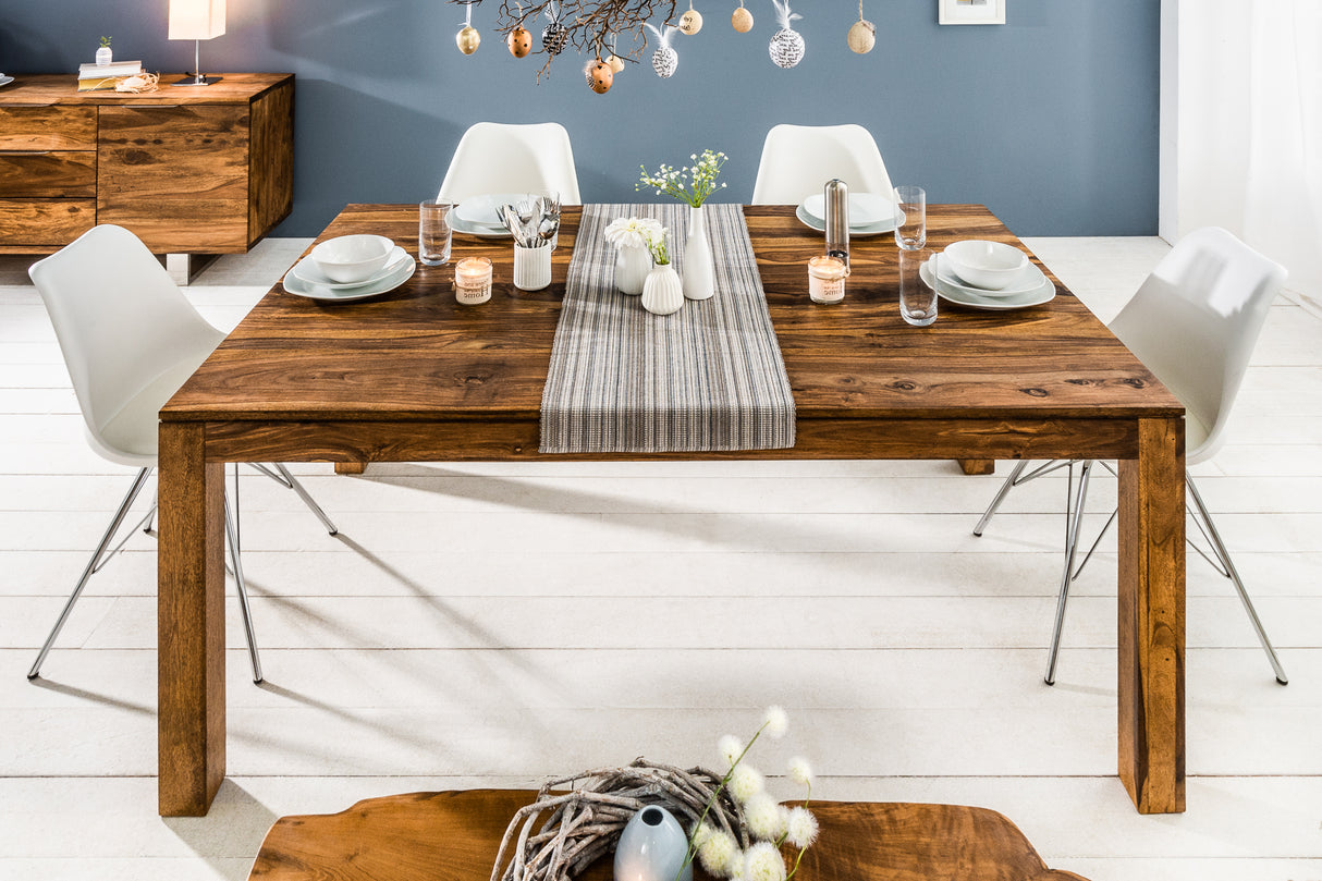 Dining table LAGOS 160-240cm w/ pegboards sheesham