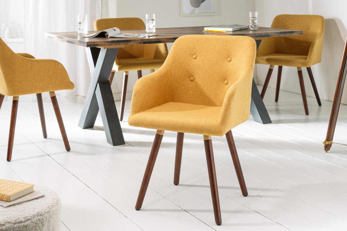 Chair SCANDINAVIA MASTERPIECE textured fabric mustard yellow