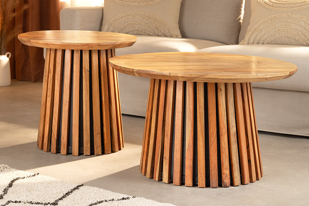 Coffee table VALHALLA Set of 2 acacia wood natural