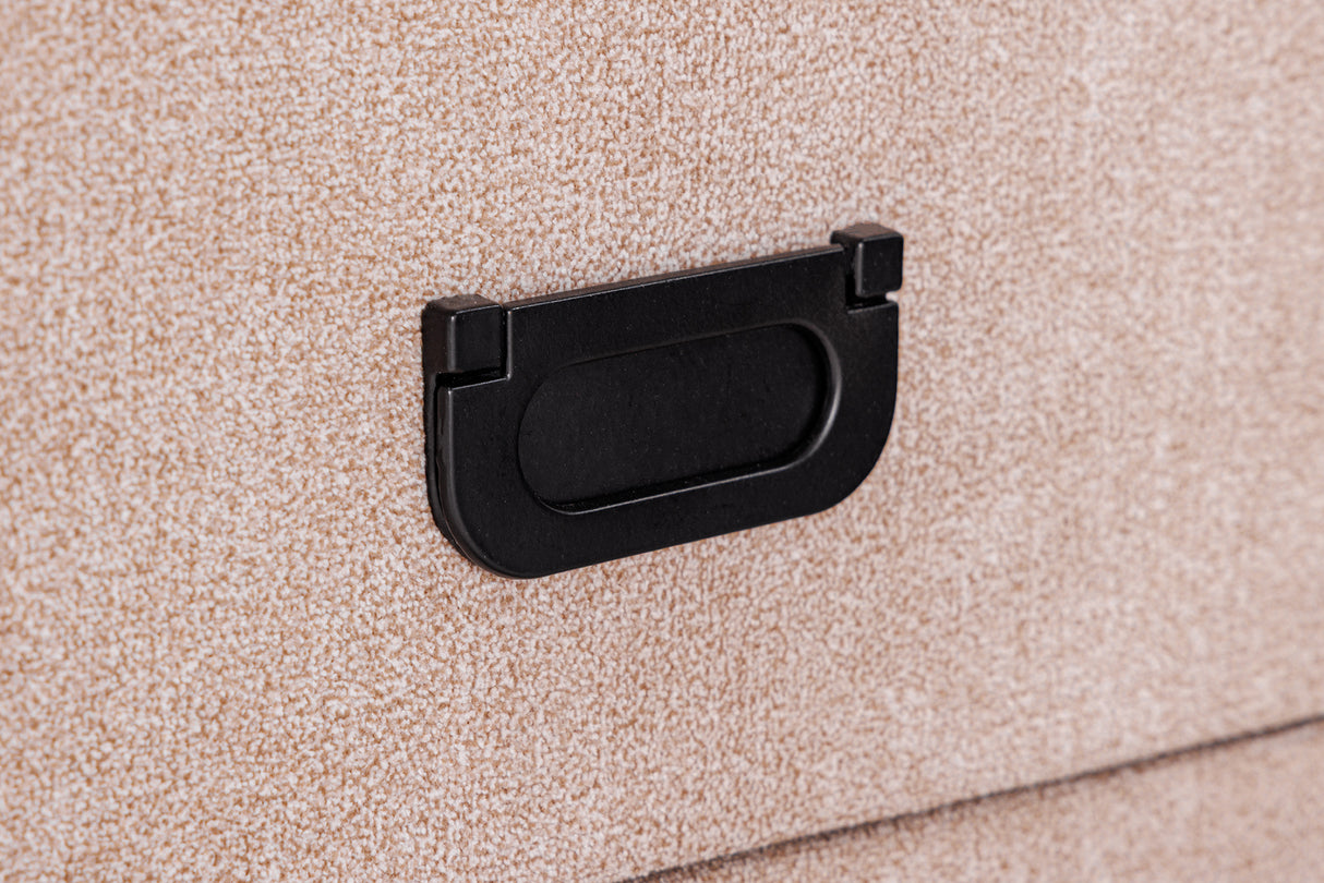 Bedside table TOULOUSE w/ LED light 55cm velvet beige