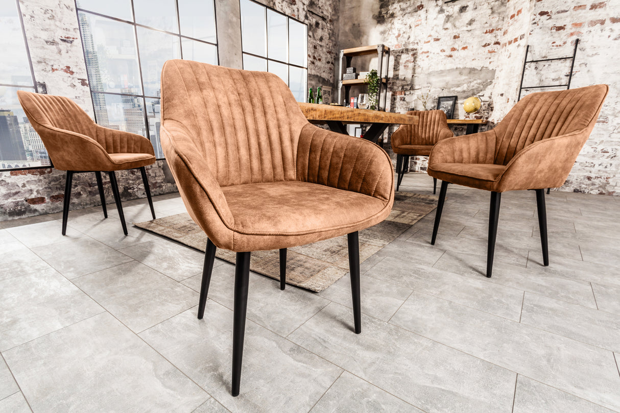 Chair TURIN with armrests microfibre light brown