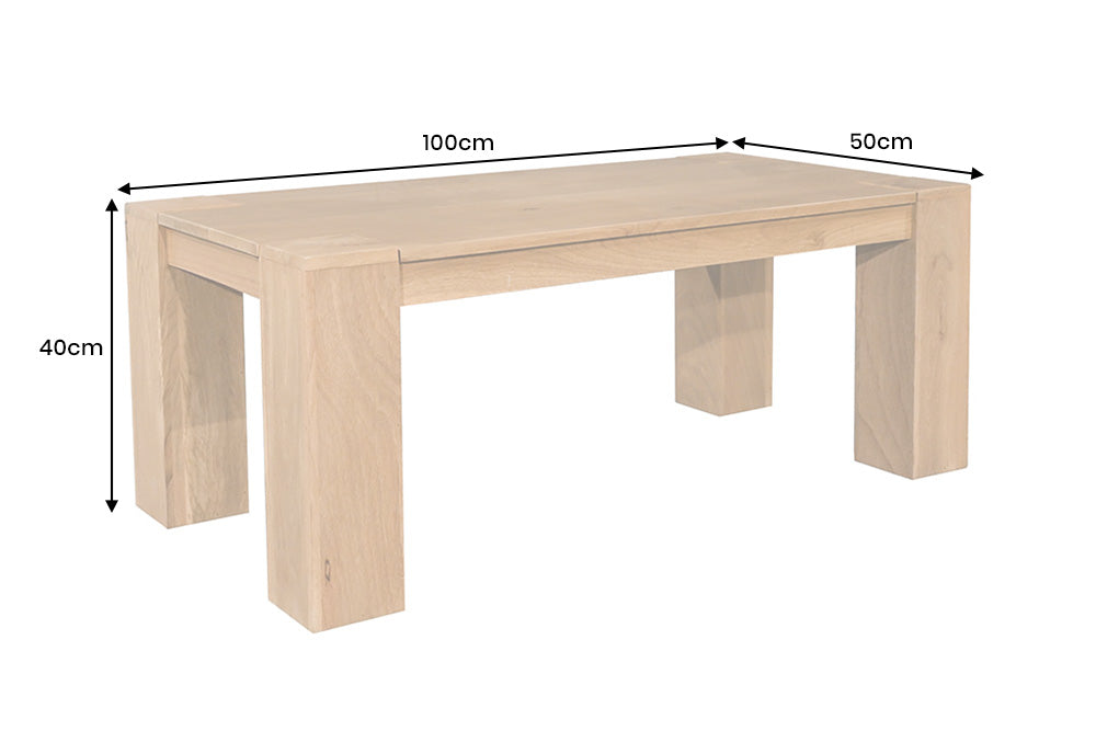 Couchtisch MAKASSAR 100cm Mangoholz cremefarben