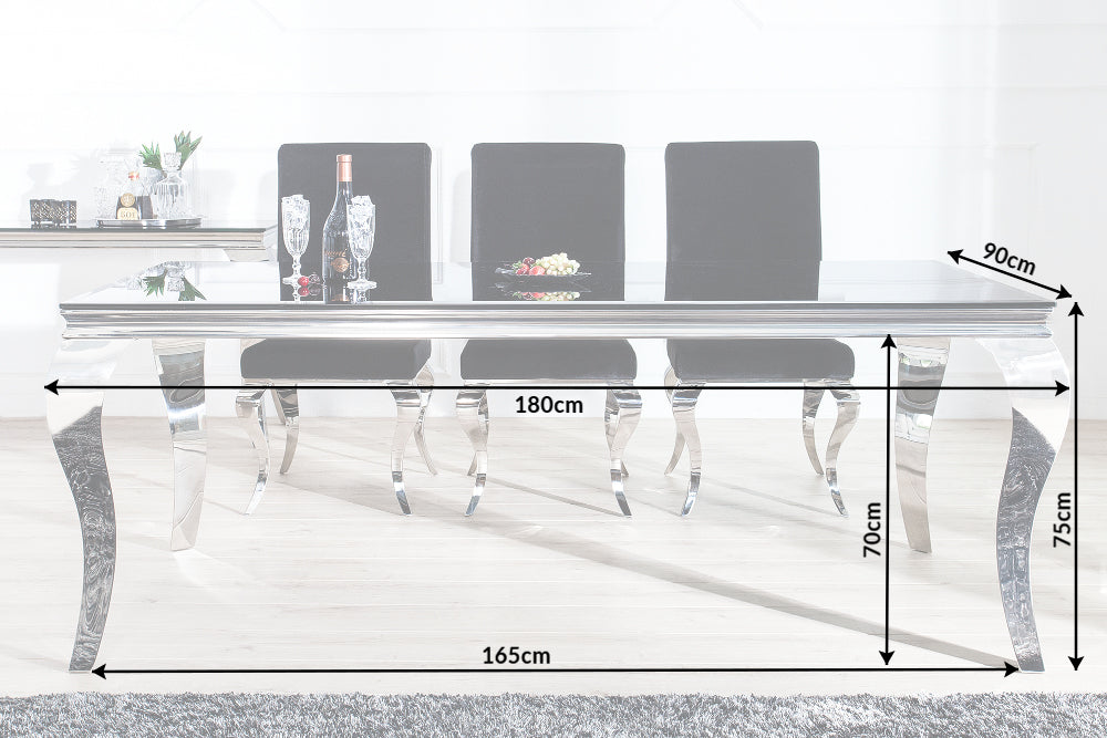 Dining table MODERN BAROCK 180cm tempered opal glass black