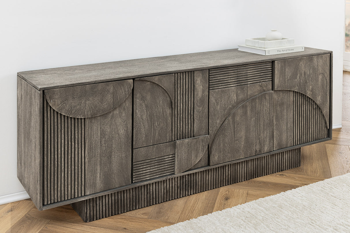 Sideboard ART DECO 170cm 3D Mangoholz Rauchgrau Optik