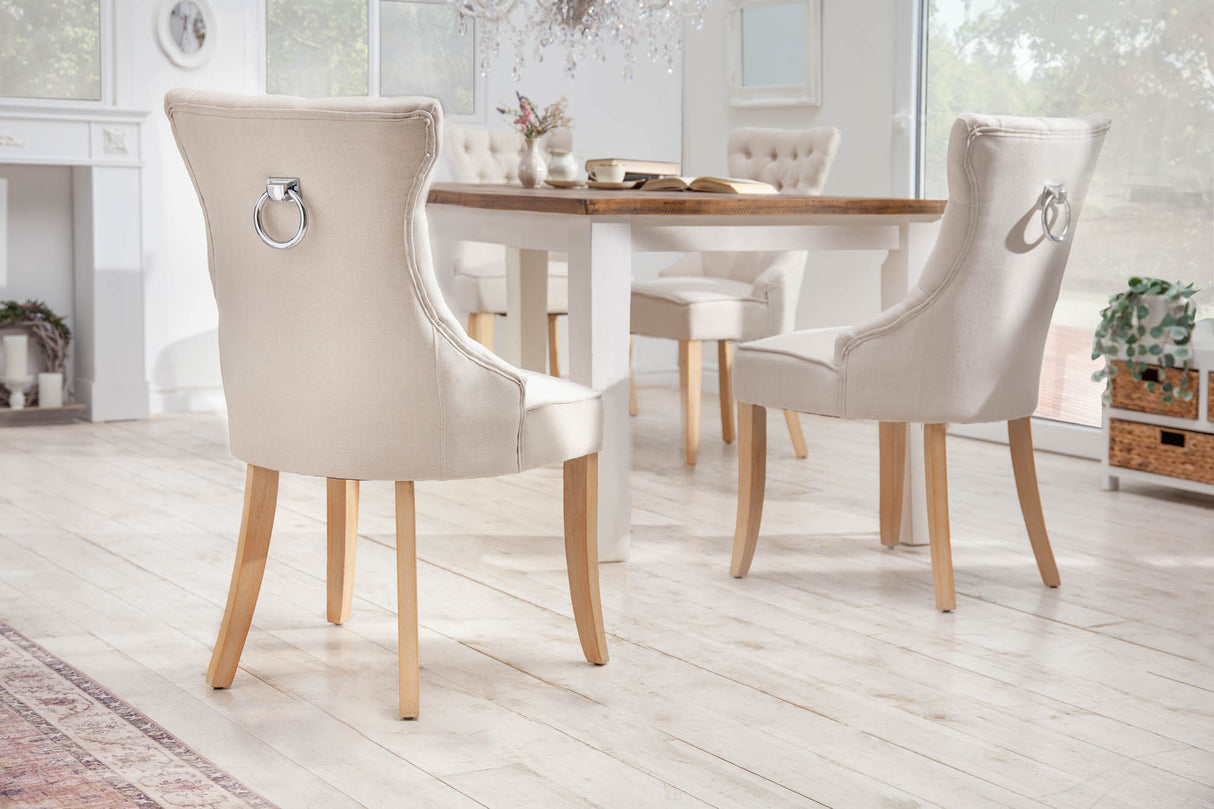 Stuhl CASTLE mit Komfortgriff Leinenbeige im Landhausstil