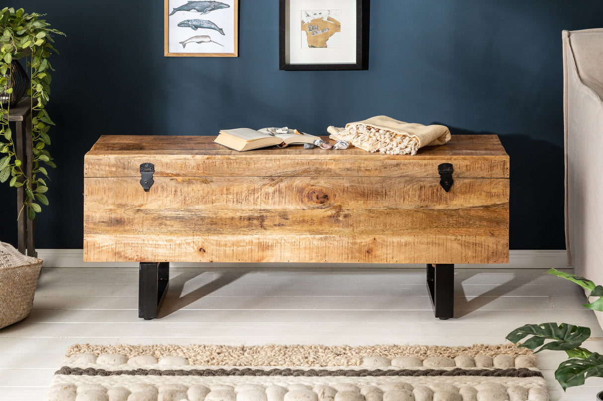 Sitzbank Garderobenständer FACTORY LOFT 115cm Mangoholz natur