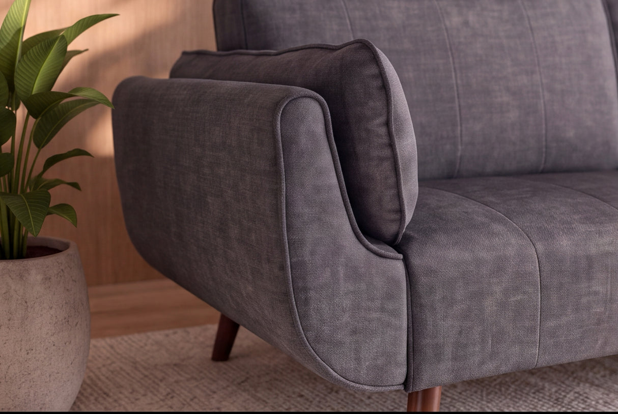 Sofa bed DIVANI 220cm 3-seater velvet grey