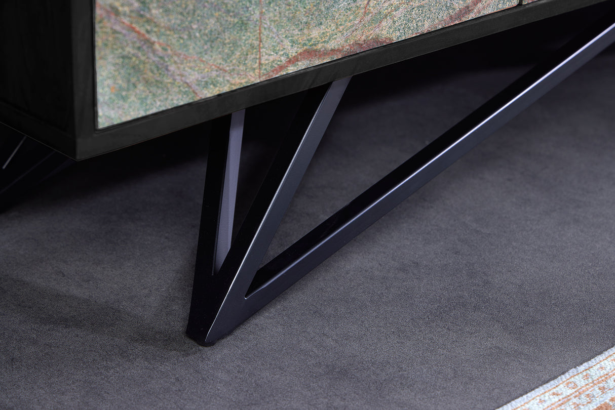 TV-Board MOUNTAIN SOUL 200cm Akazie Natursteinoptik schwarz