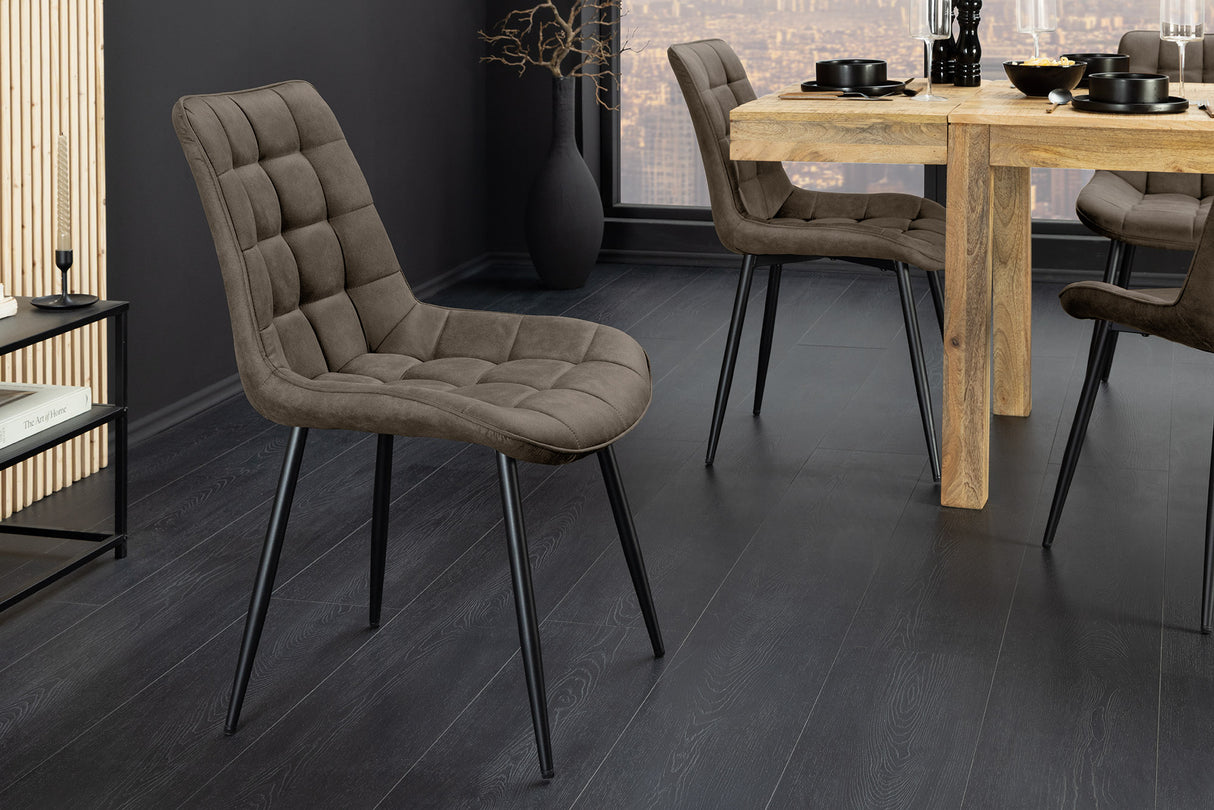 Stuhl ROADSTAR Microfaser taupe mit schwarzen Metallbeinen