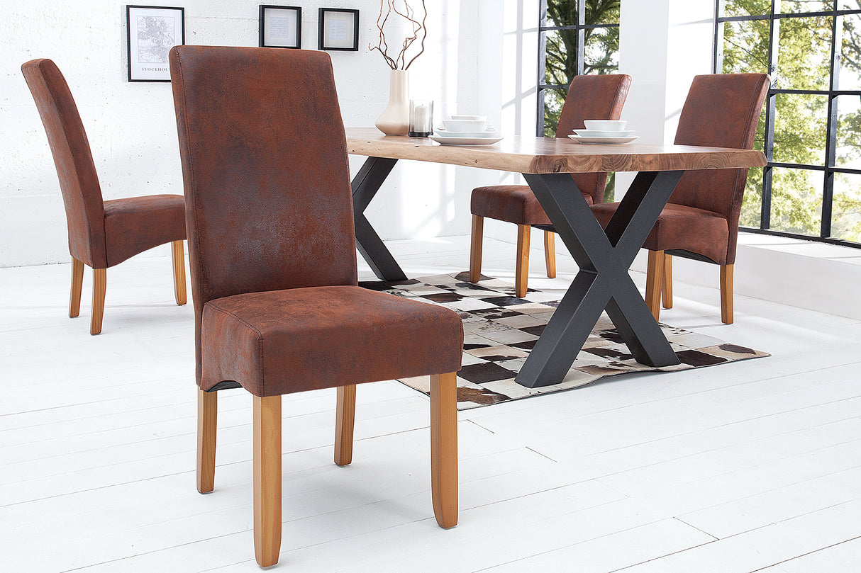 Chair CASA vintage look light coffee microfibre