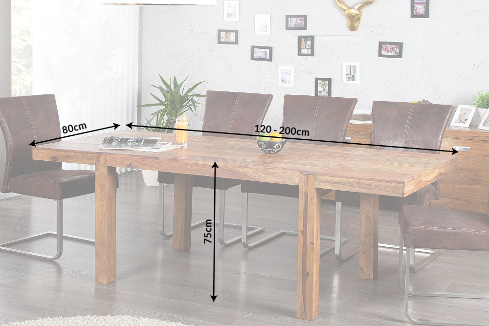 Dining table LAGOS 120-200cm w/ pegboards sheesham