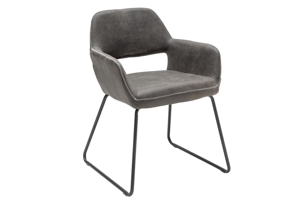Chair MUSTANG with armrests microfibre antique grey