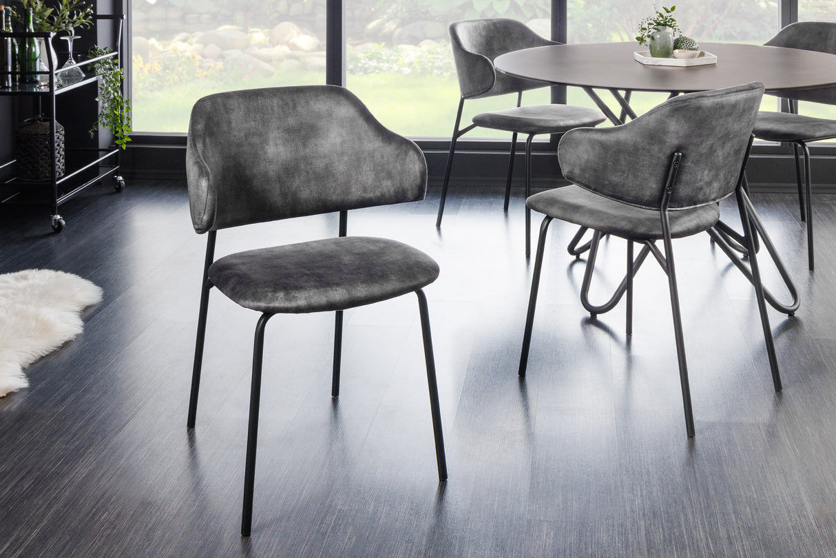 Chair TRACY velvet grey black legs