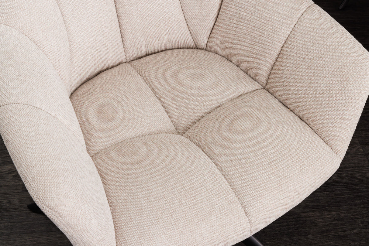Drehstuhl PAPILLON drehbar 180° m. Armlehnen Strukturstoff Champagner Beige