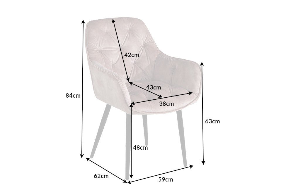 Chair MILANO with armrests velvet champagne