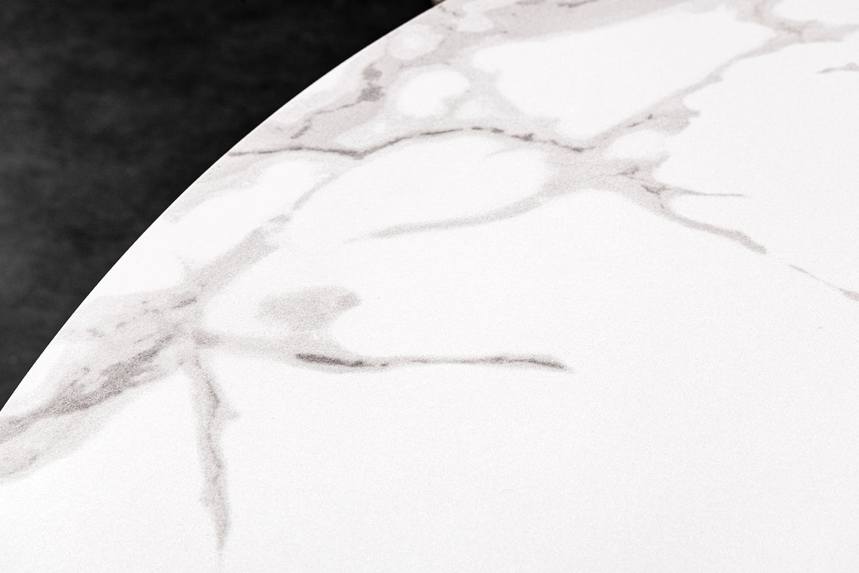Dining table ALPINE Ø 120cm round ceramic marble look white