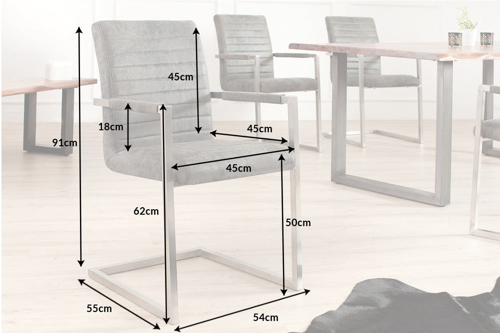 Freischwinger LOFT mit Armlehnen Mikrofaser antikgrau