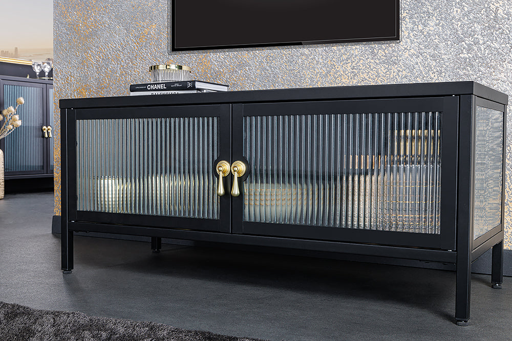 Display cabinet AMSTERDAM 90cm ribbed glass black