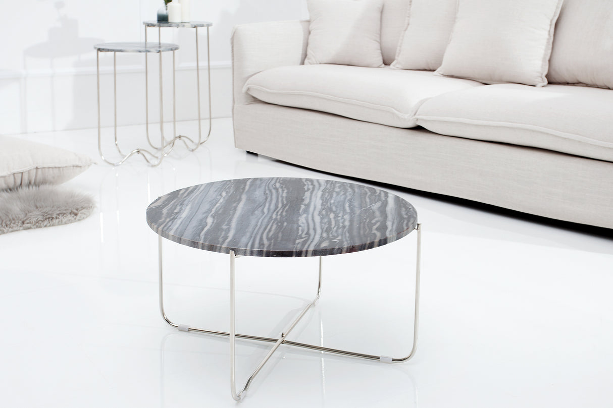Couchtisch NOBLE 65cm grauer Marmor mit abnehmbarer Platte