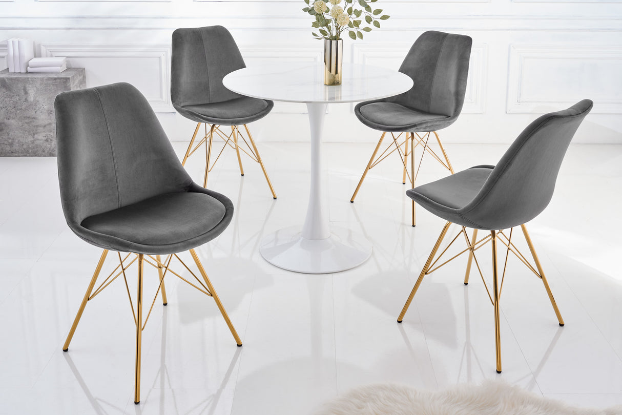Chair SCANDINAVIA MASTERPIECE velvet dark grey with golden legs