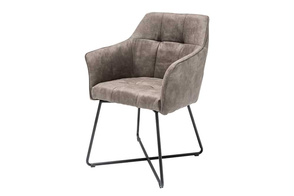 Stuhl LOFT mit Armlehnen Strukturstoff Vintage Taupe