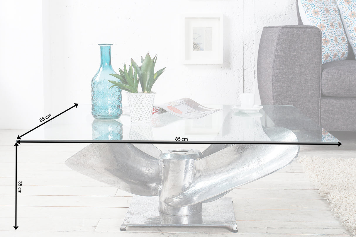 Couchtisch OCEAN 85cm Gestell silber ohne Glasplatte
