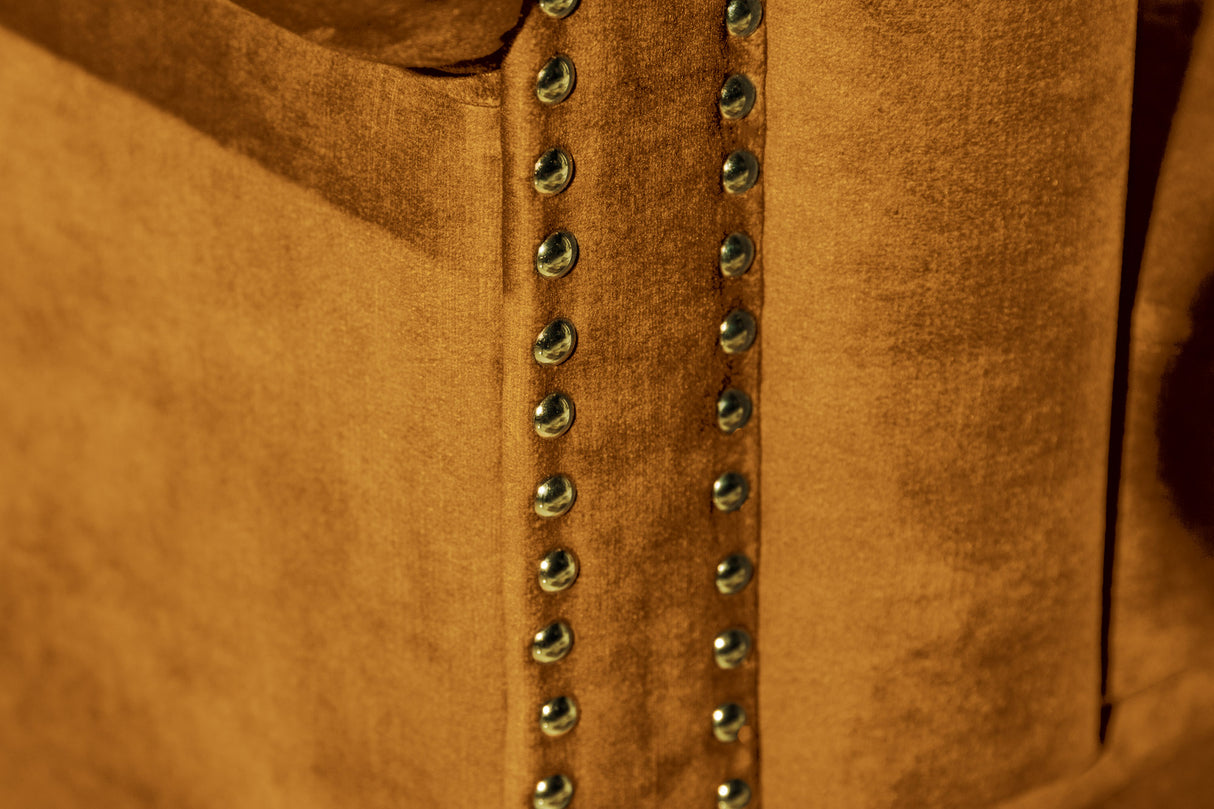 Sofa CHESTERFIELD 205cm spring core 3-seater velvet mustard yellow