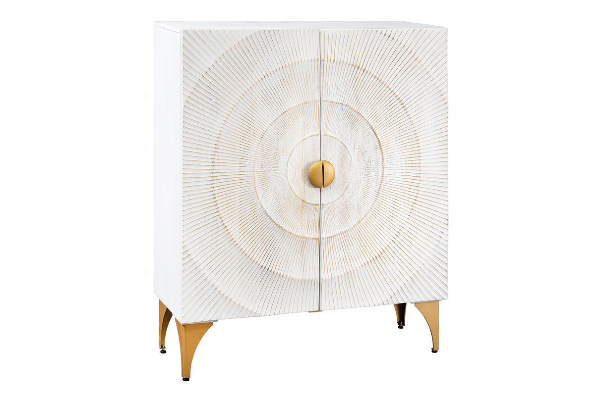 Highboard GOLDEN SUNSET 120cm 3D mango wood white gold handmade