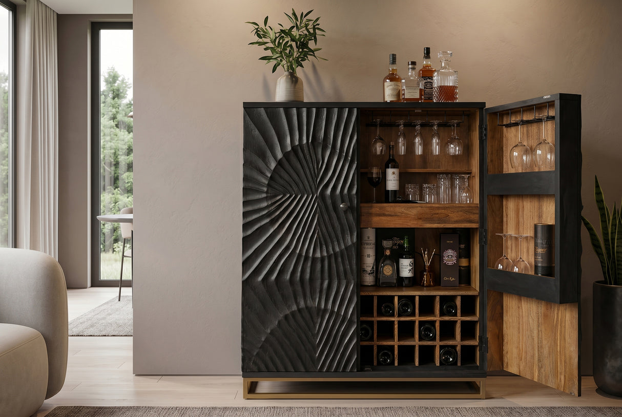 Barschrank SCORPION 140cm 3D Mango schwarz