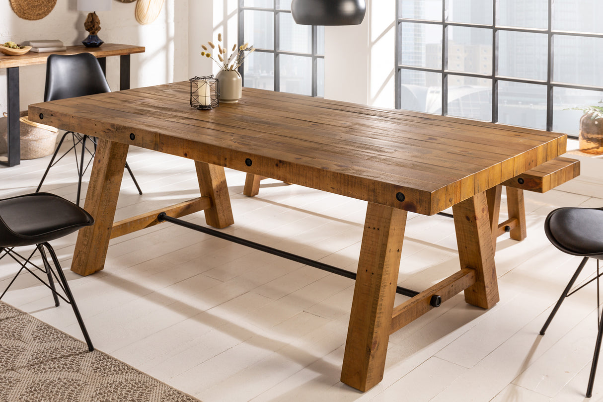 Dining table FINCA 200cm pinewood vintage brown