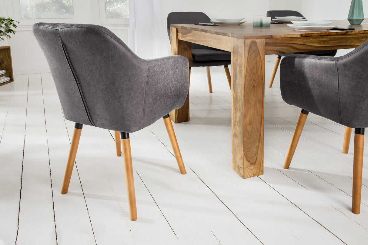 Chair SUPREME with armrests microfibre vintage grey