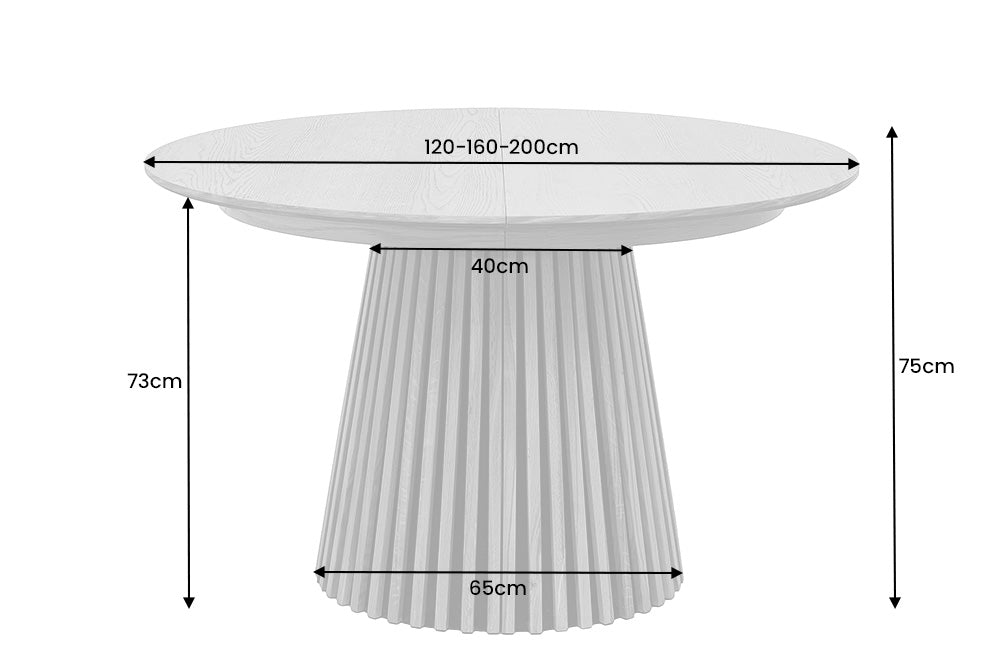 Dining table VALHALLA WOOD round 120-160-200cm extandable oak dark