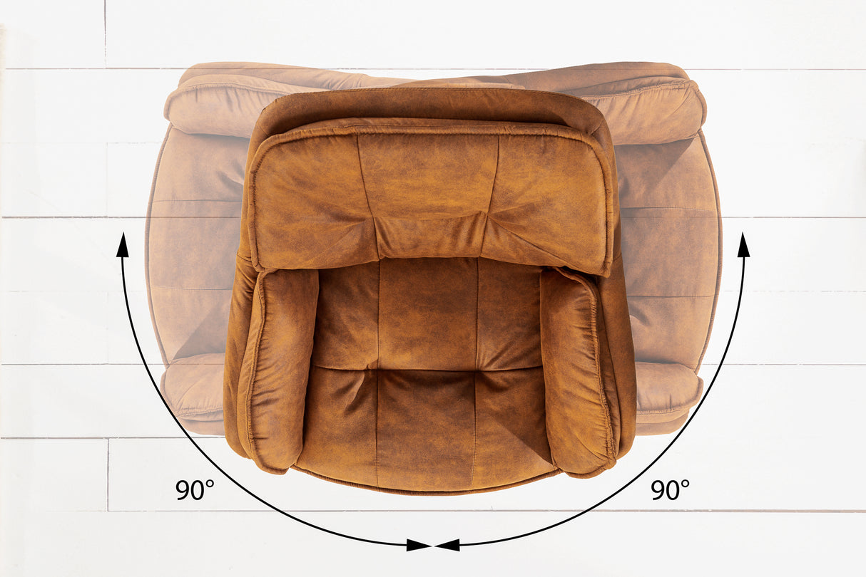 Swivel chair LOUNGER 180° with armrests microfibre light brown