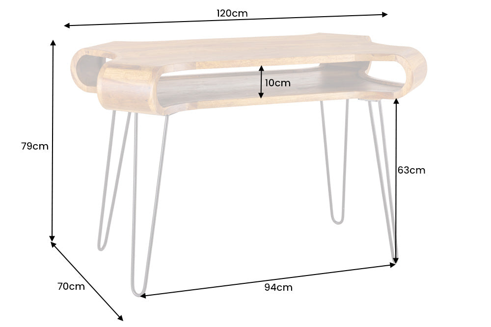 Büroschreibtisch ORGANIC LIVING 120cm Sheesham Holz natur