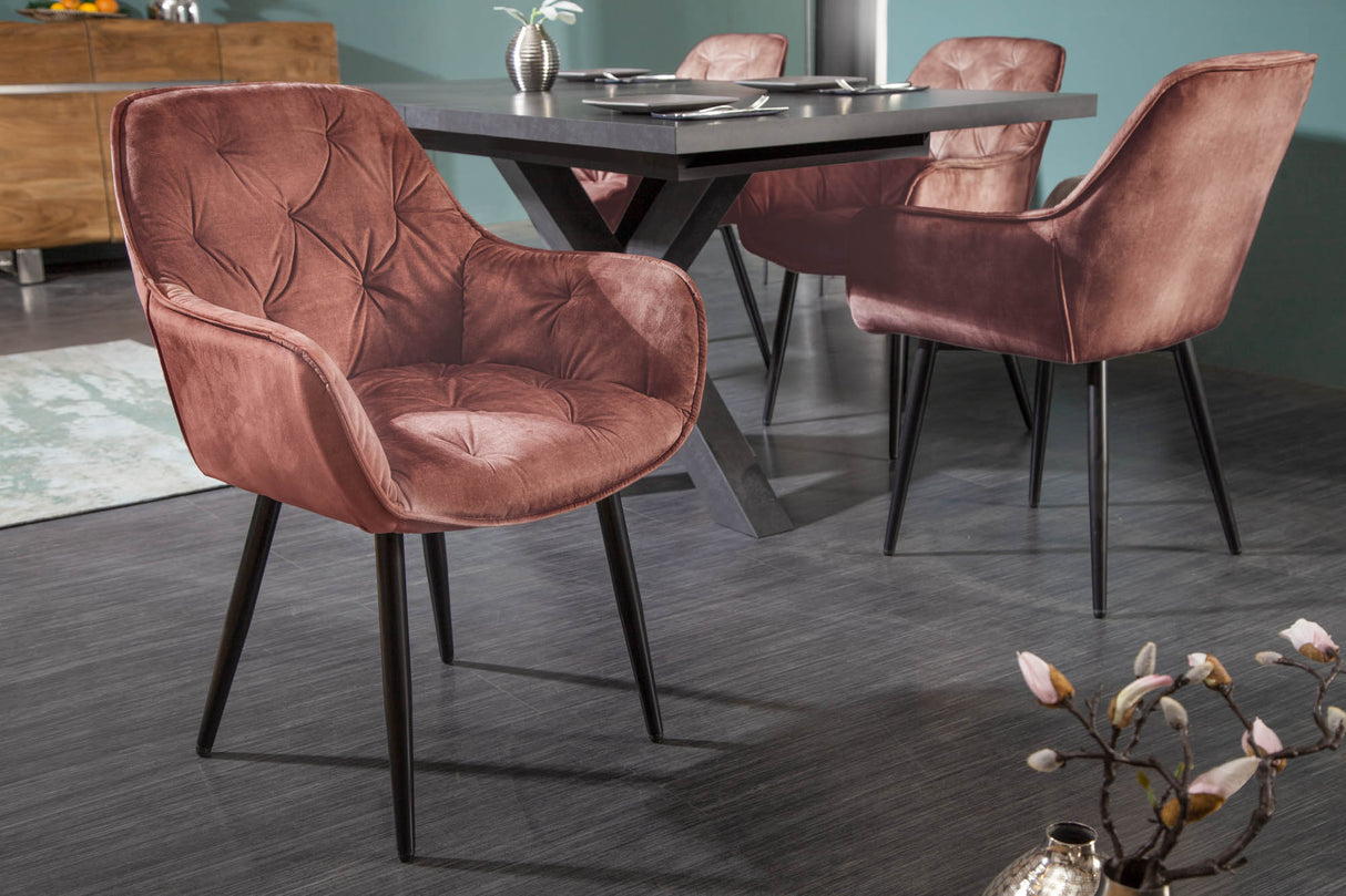 Chair MILANO with armrests velvet brown