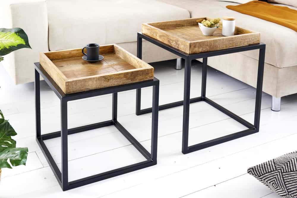 Beistelltisch SERVITEUR 45-55cm 2er Set Tabletts Mangoholz