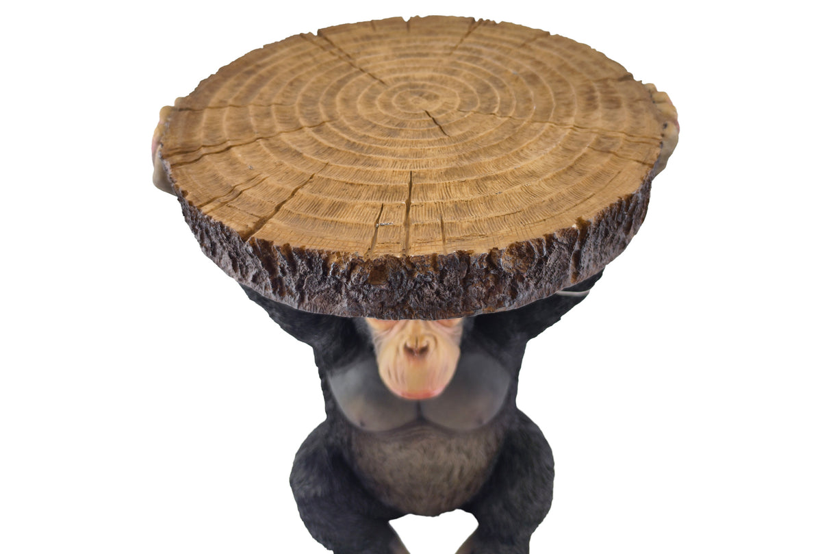 Side table MONKEY 50cm handmade monkey sculpture grey black