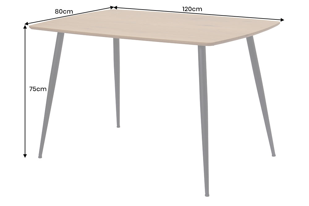 Dining table APARTMENT 120cm natural wild oak wood look w/ black metal frame