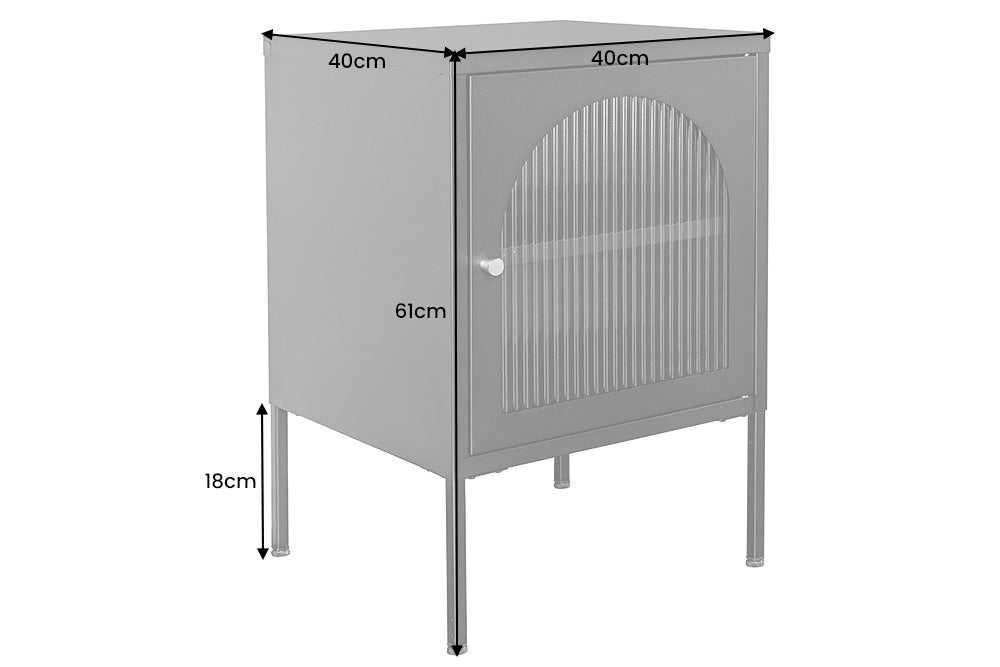 Nachttisch PARIS 60cm Riffelglas schwarz