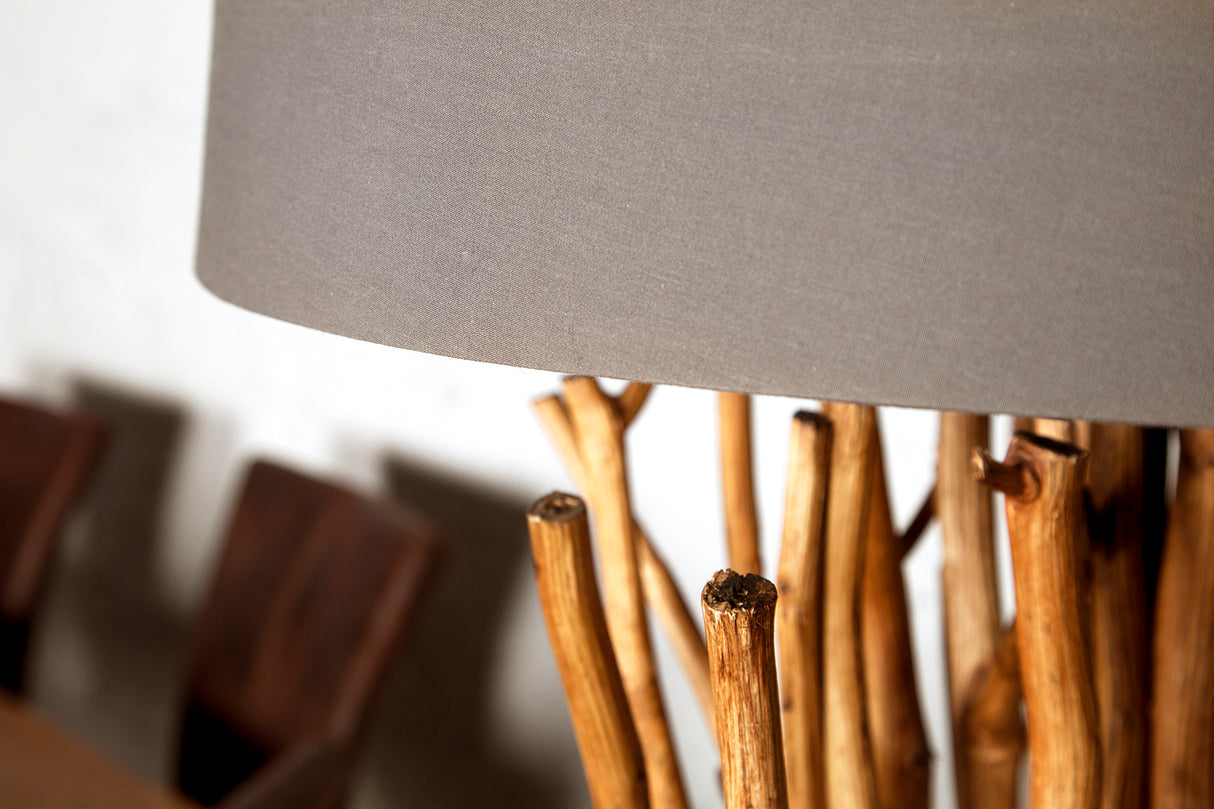 Lampenschirm 48x35x55cm Leinen graubraun für Stehlampe