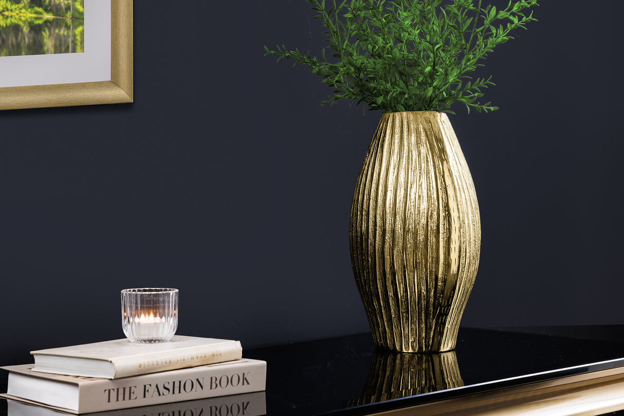 Vase ELEGANCE 30cm with hammer stroke effect antique gold