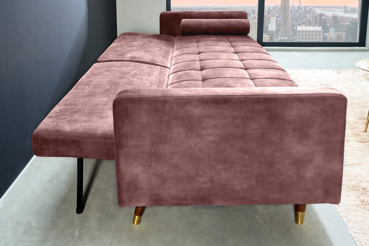 Sofa bed COUTURE 200cm micro velour dusky pink