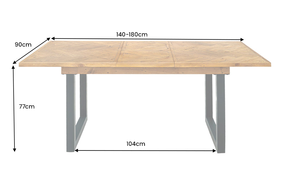 Dining table MOSAIK 140-180cm extendable recycled pine wood vintage brown