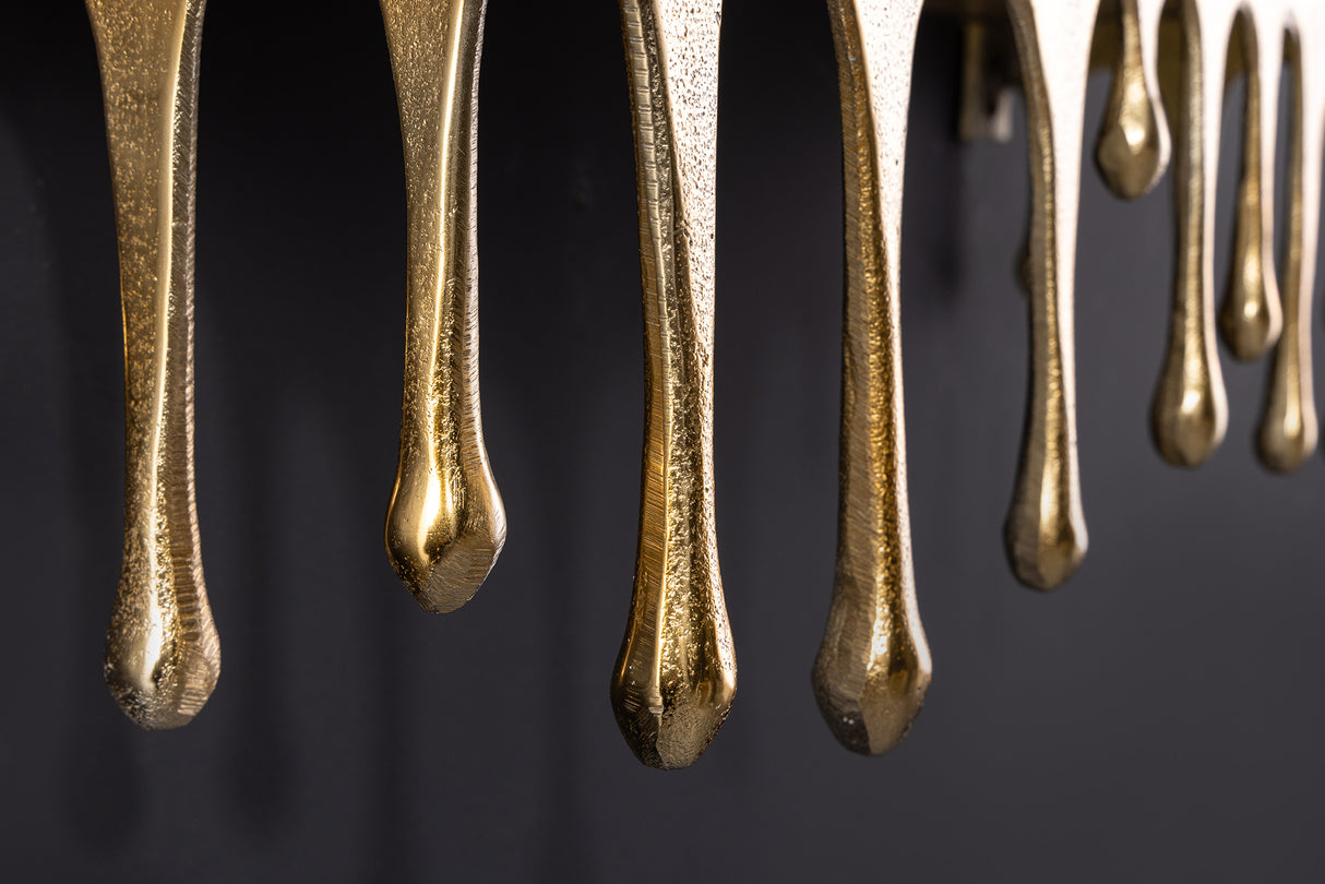 Wall decoration coat rack LIQUID LINE 60cm teardrop design antique gold