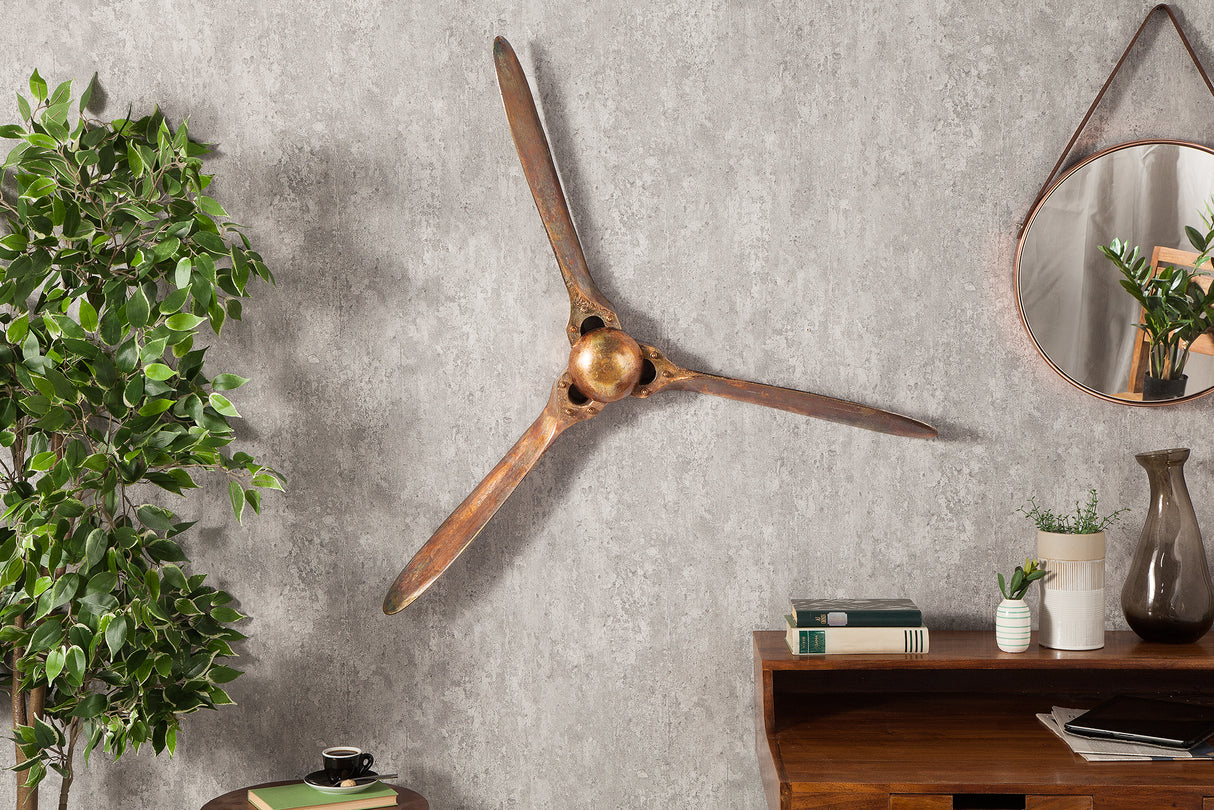 Wall decoration propeller SCREW 97cm mottled copper