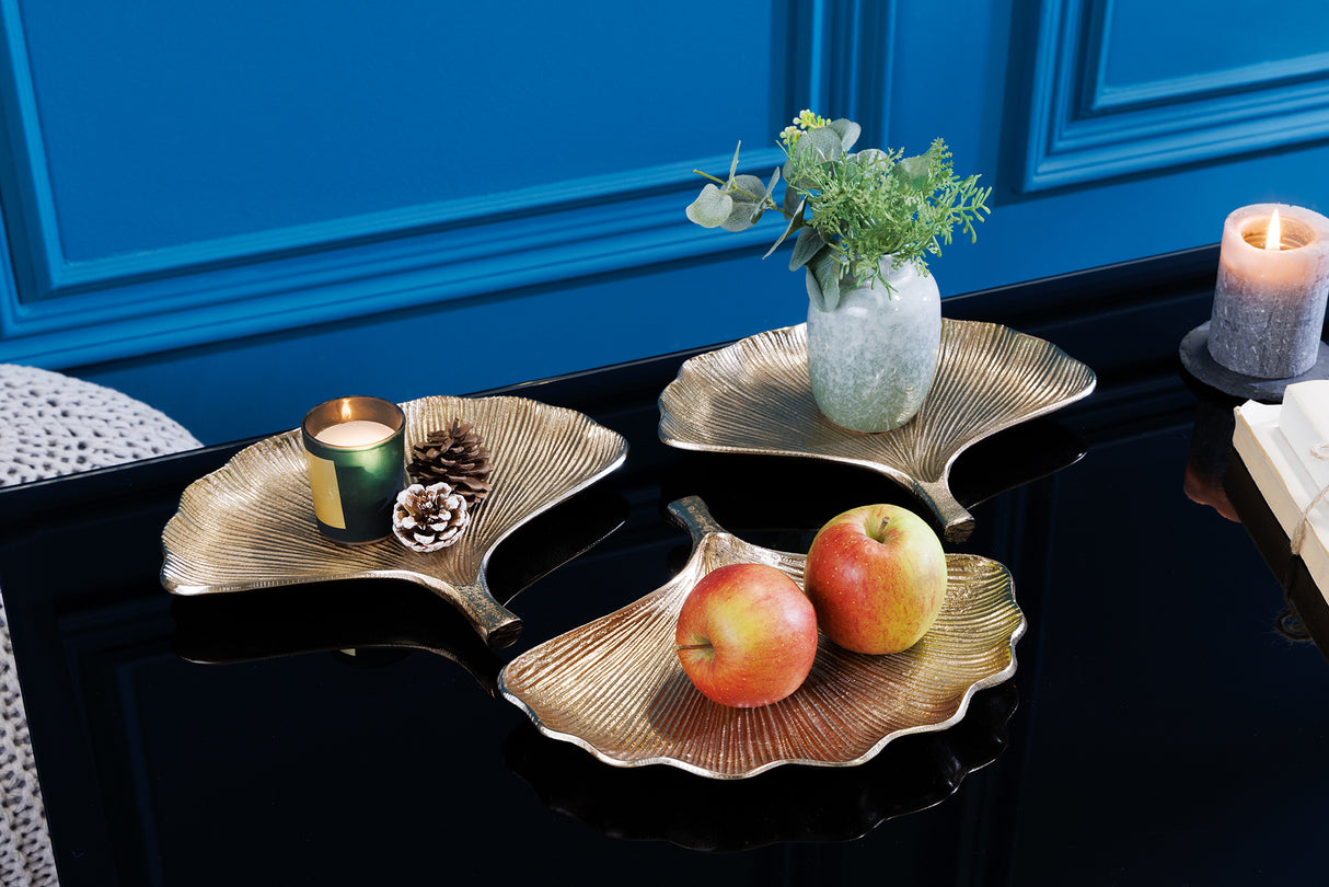 Dekoschalen GINKGO 3er Set gold